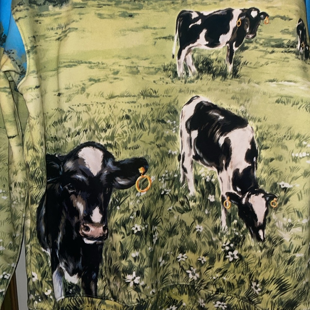Moschino Couture Countryside Cow Scoop Neck Sweatshirt Size S US 4/6 - Picture 6 of 13